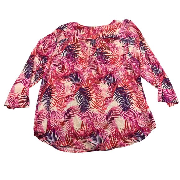 Como Blu Plus size Hot pink Multicolor Tropical print Blouse Women's size 3XL - Picture 3 of 8